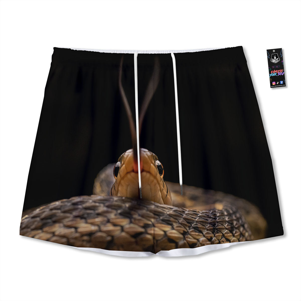 Garter Snake Print Mesh Shorts