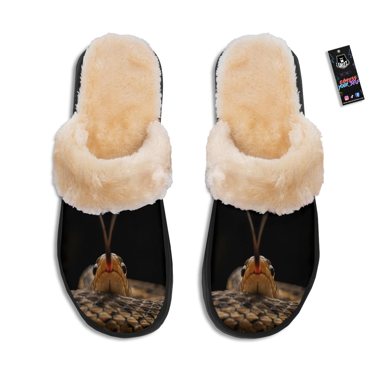 Garter Snake Print Slippers-grizzshop