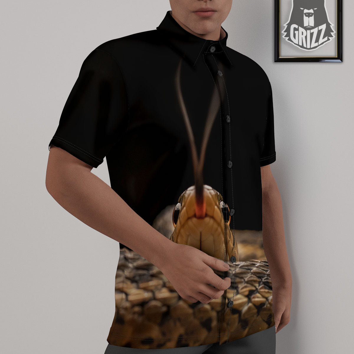 Garter Snake Print Untucked Shirts-grizzshop