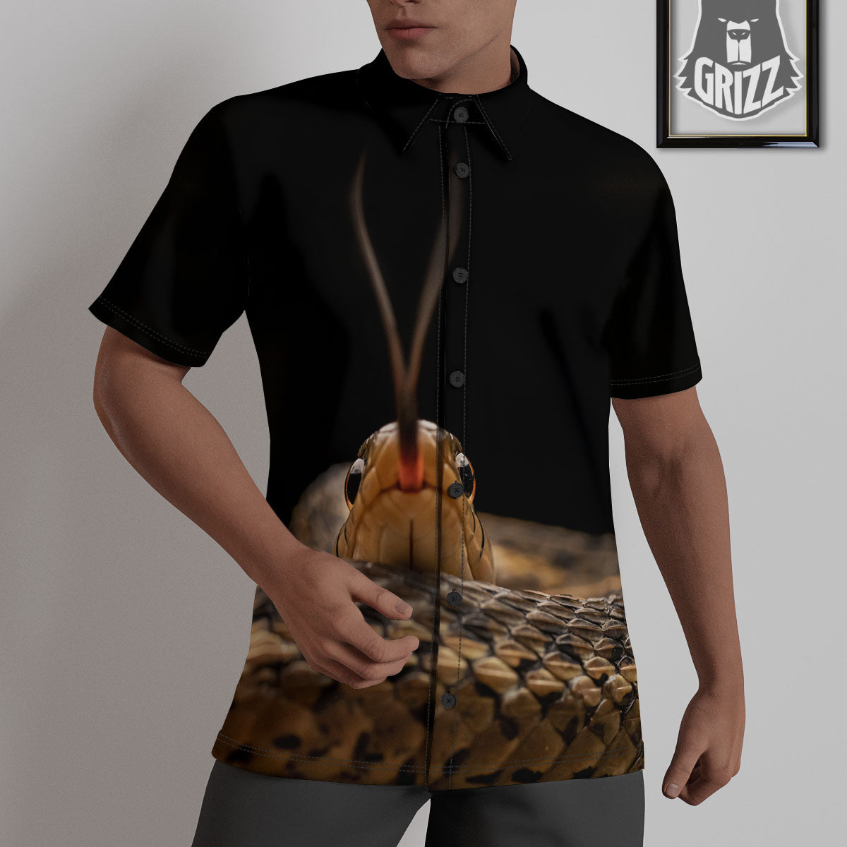Garter Snake Print Untucked Shirts-grizzshop