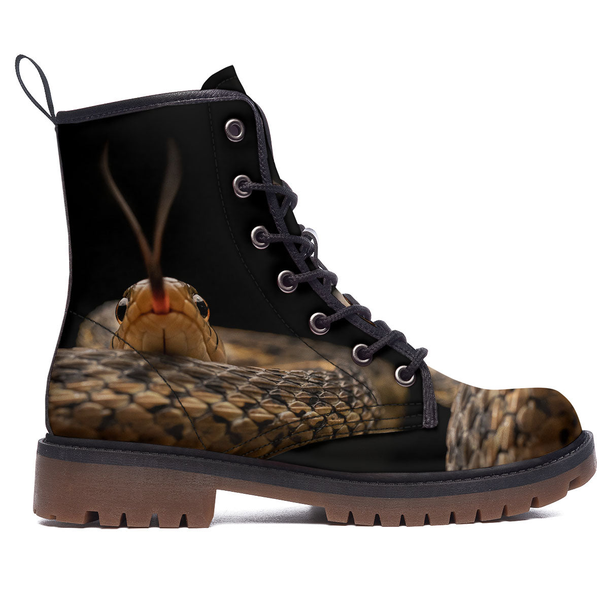 Garter Snake Print Work Boots-grizzshop