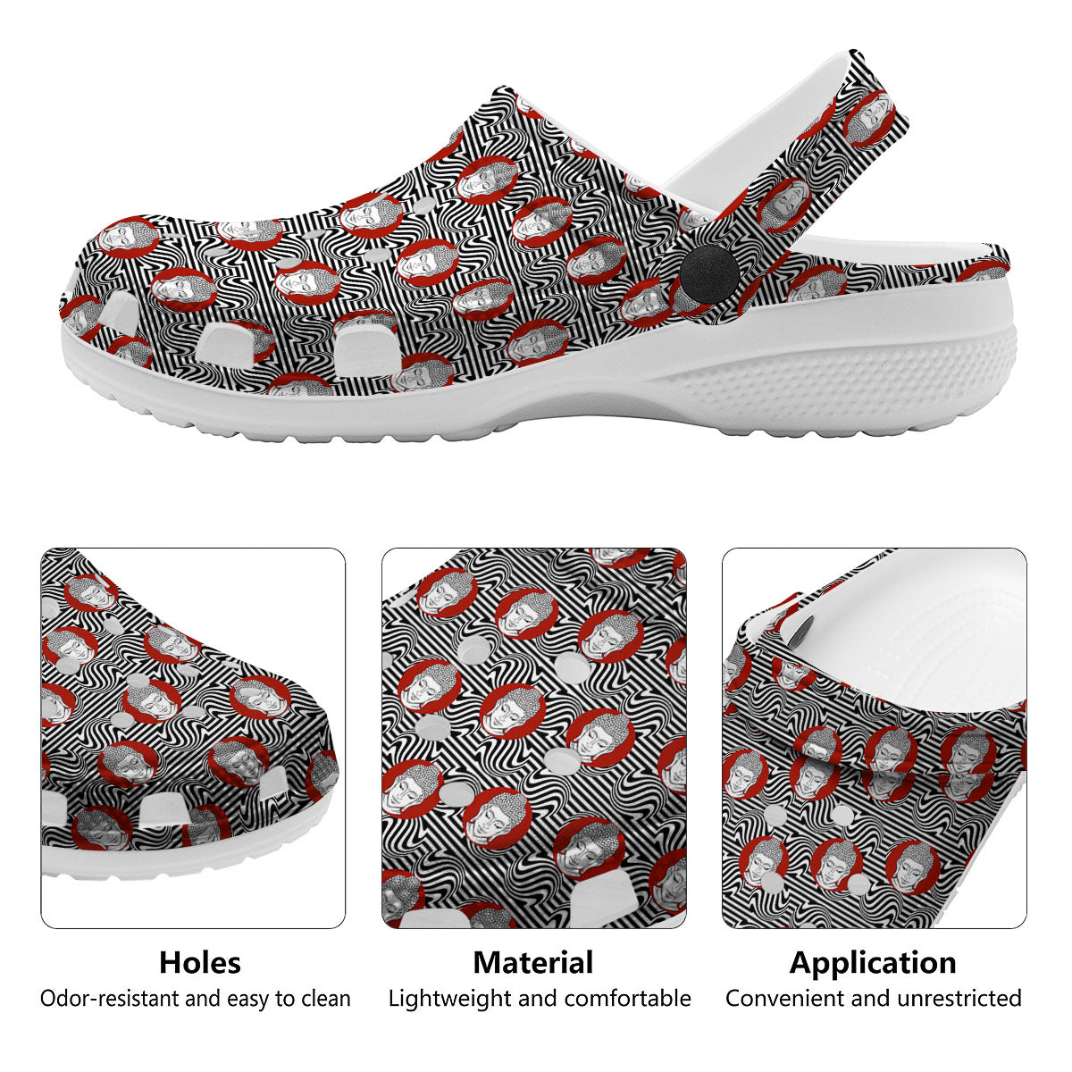 Gautama Buddha Print Pattern Clog-grizzshop
