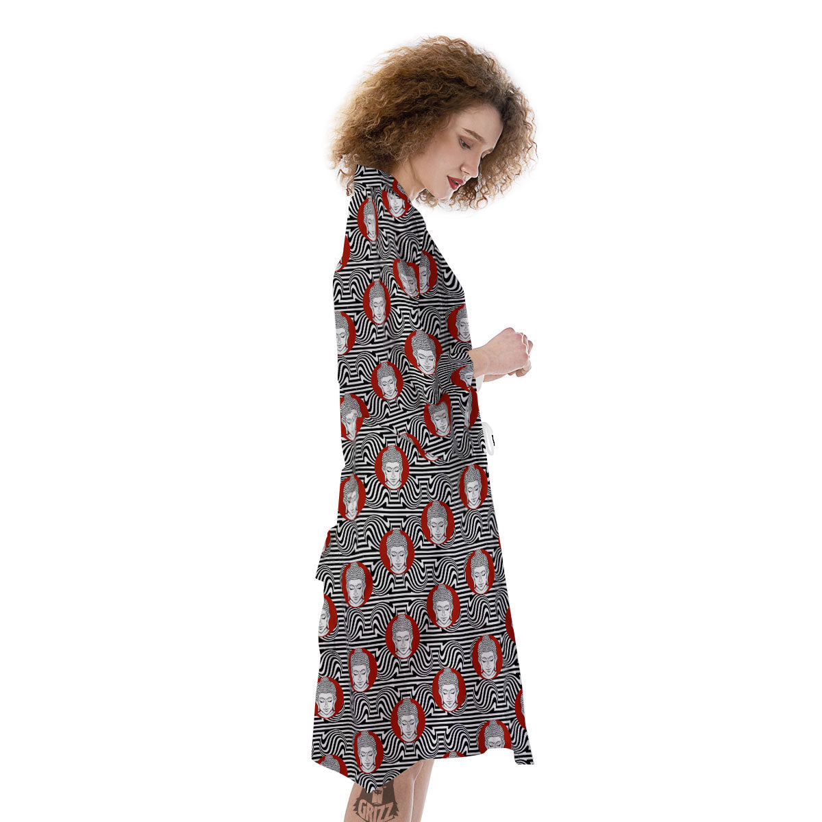 Gautama Buddha Print Pattern Kimono-grizzshop