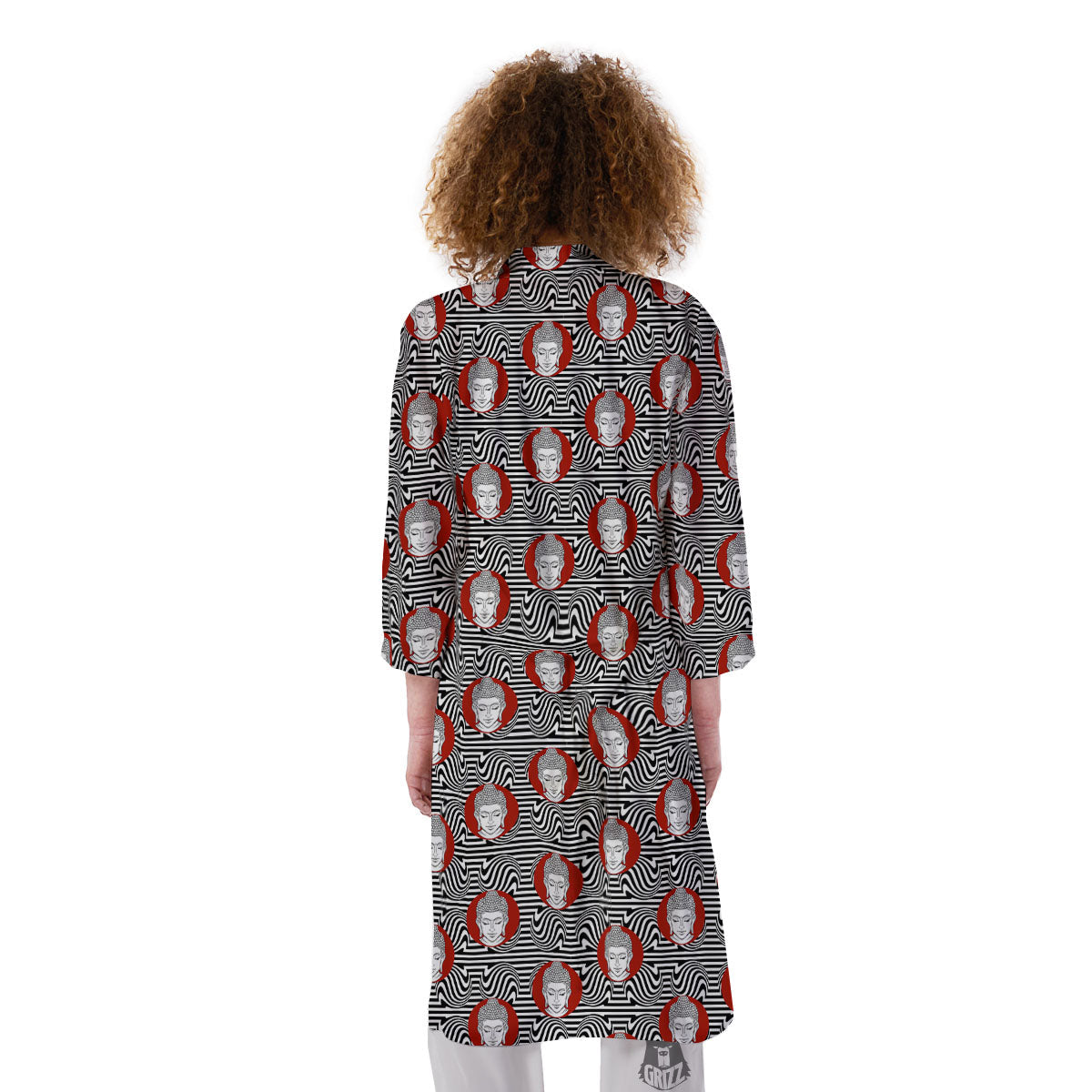Gautama Buddha Print Pattern Kimono-grizzshop