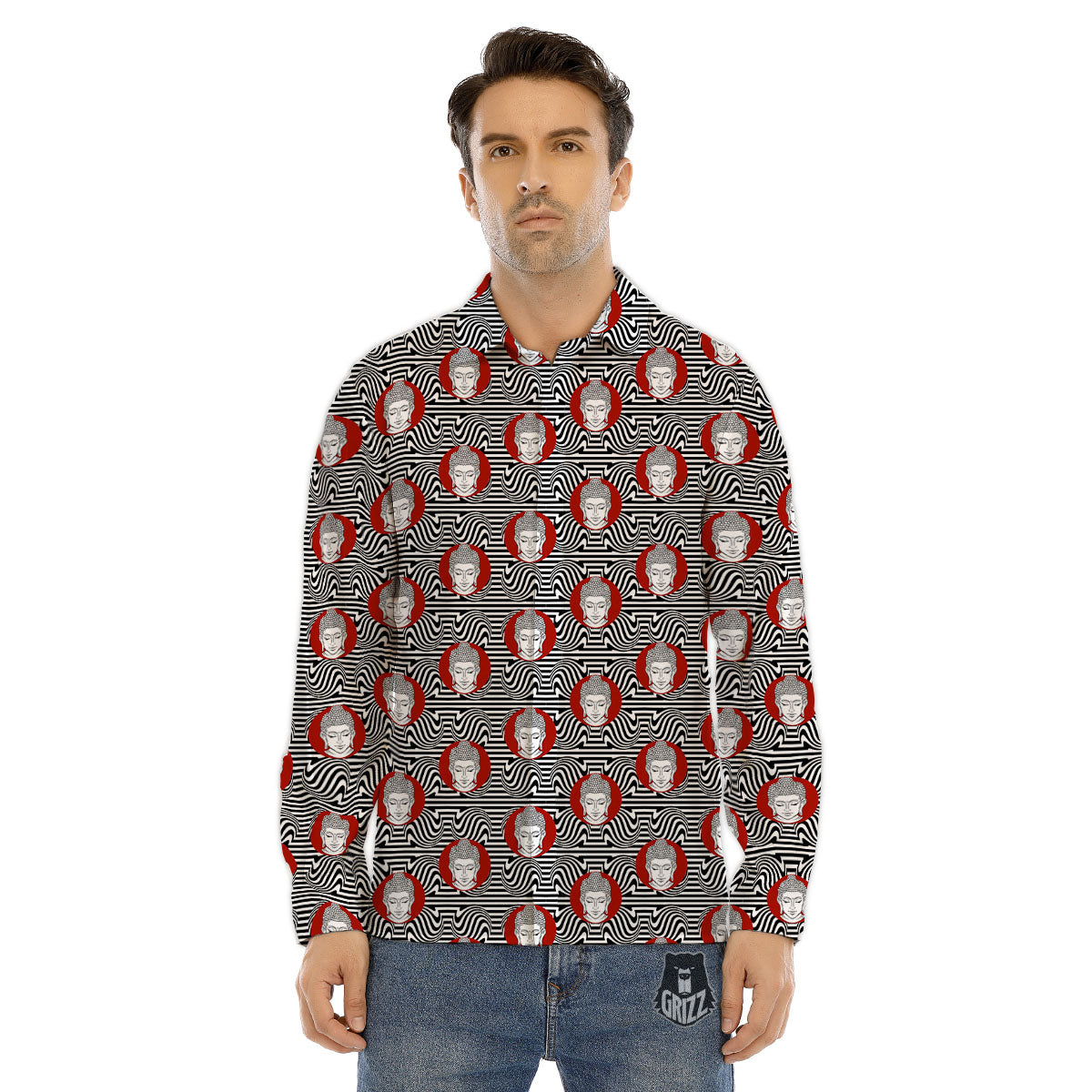 Gautama Buddha Print Pattern Men's Dress Shirts-grizzshop