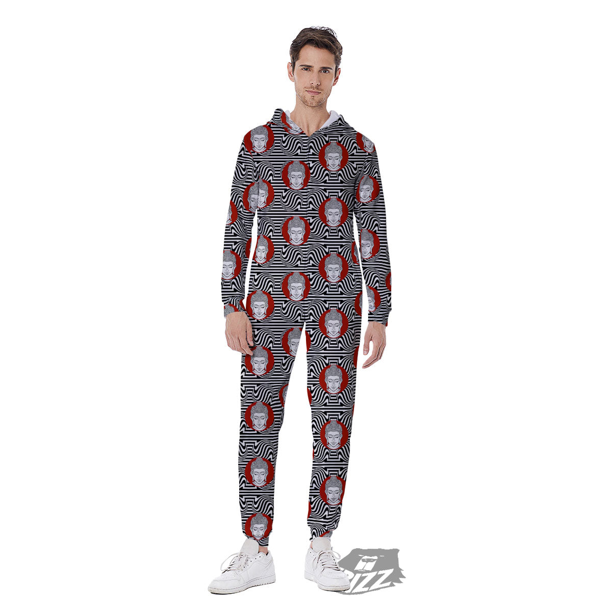 Gautama Buddha Print Pattern Men's Jumpsuit-grizzshop