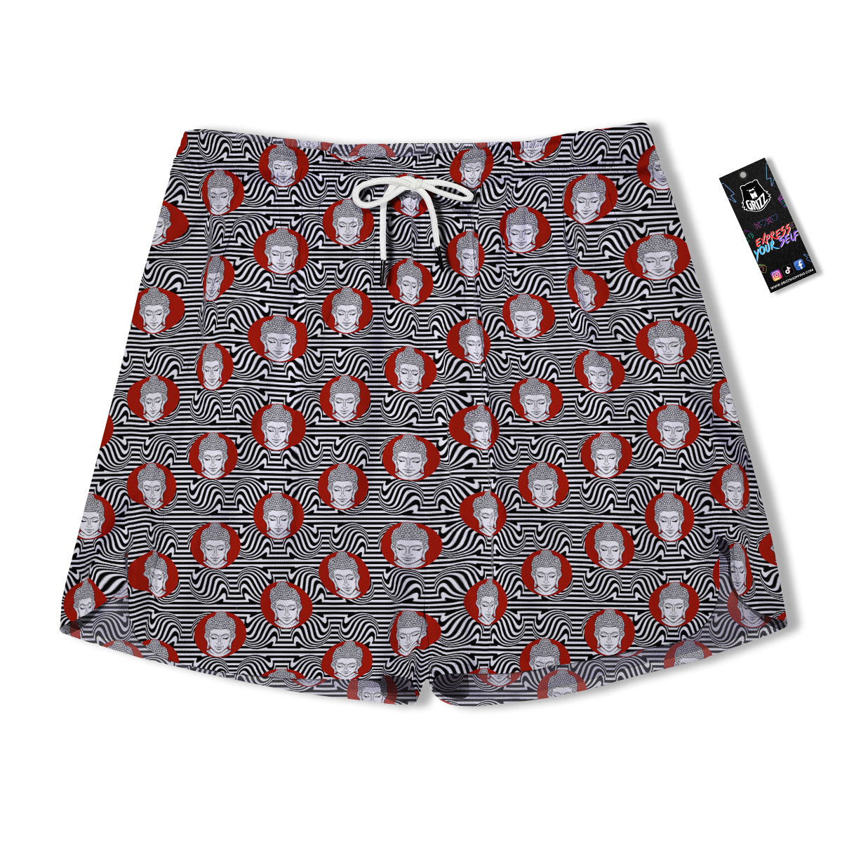 Gautama Buddha Print Pattern Men's Running Shorts-grizzshop