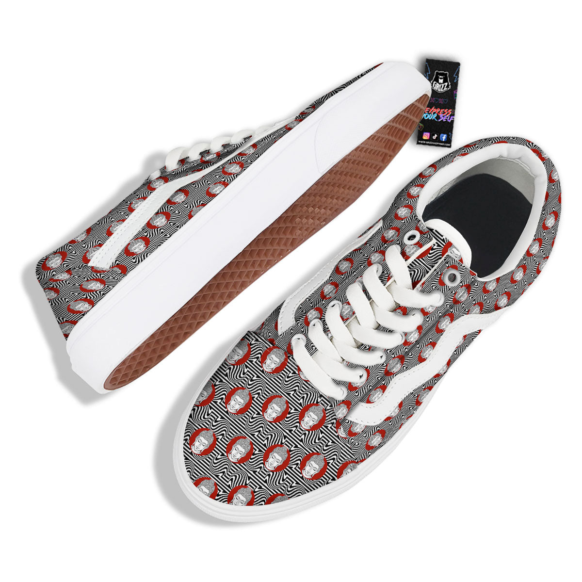 Gautama Buddha Print Pattern Skate Shoes-grizzshop
