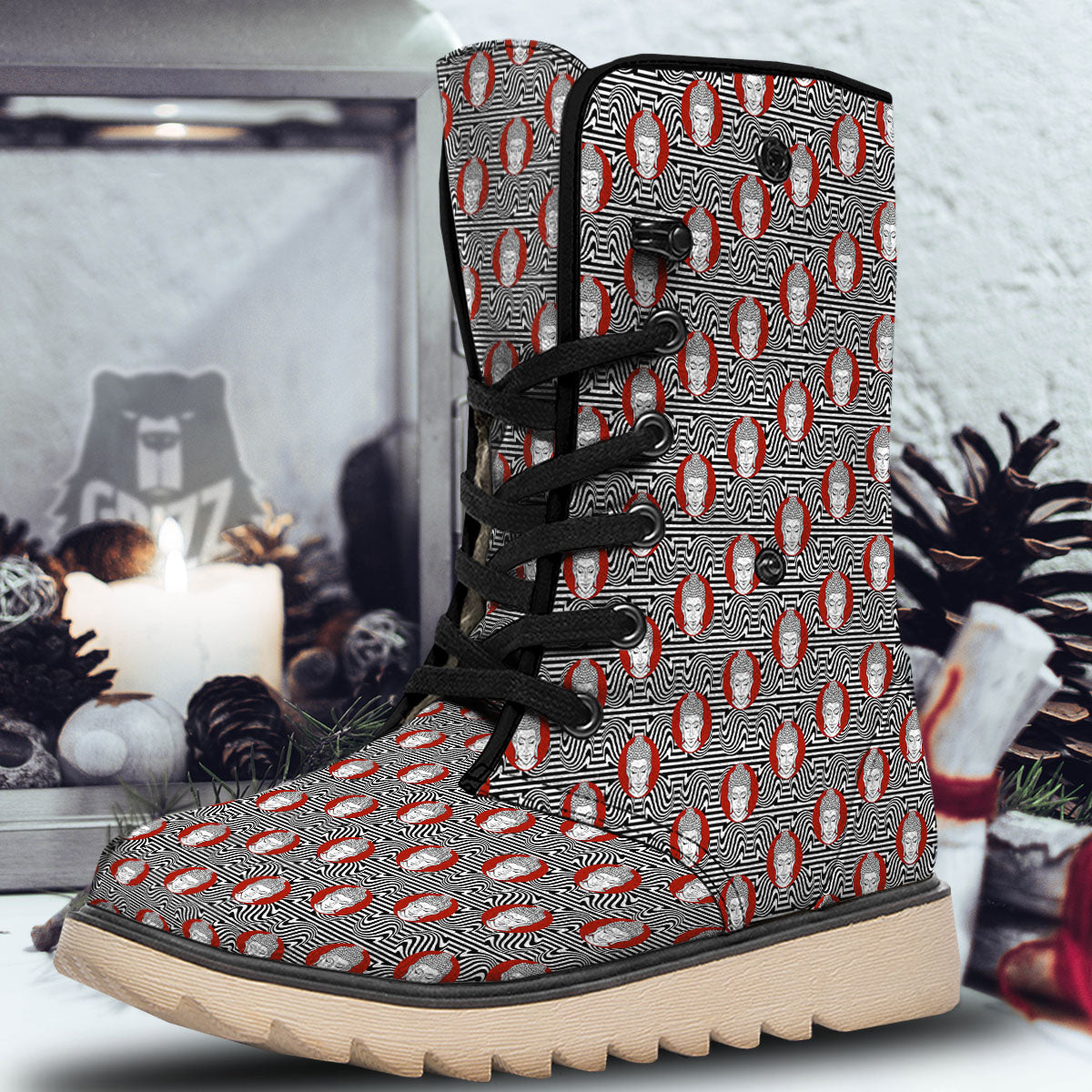Gautama Buddha Print Pattern Snow Boots-grizzshop