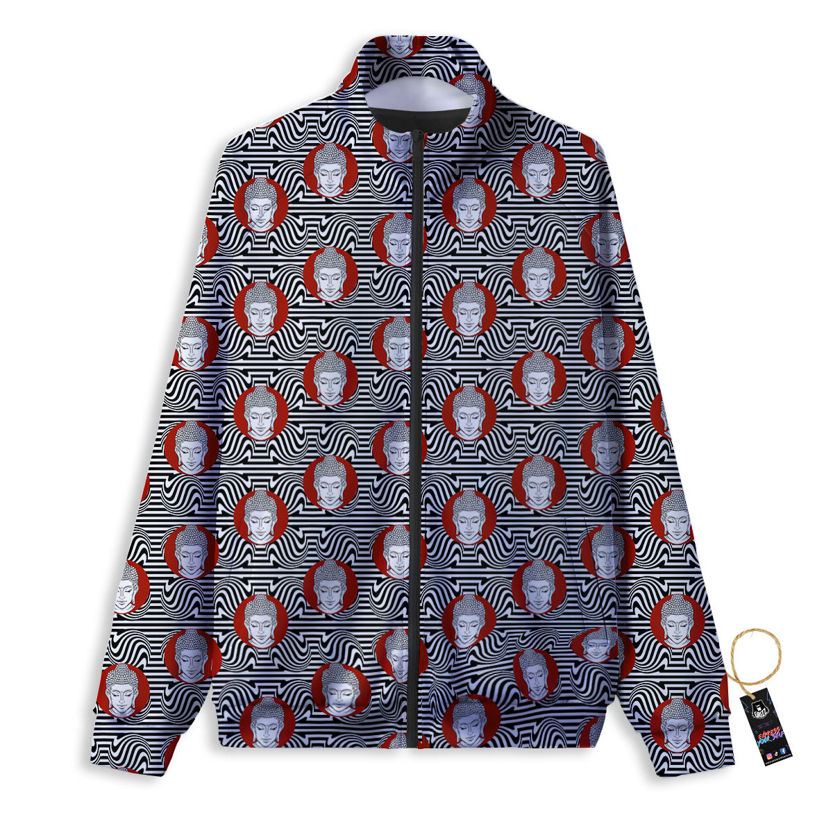 Gautama Buddha Print Pattern Track Jacket-grizzshop