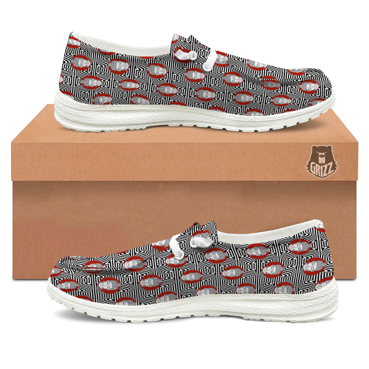 Gautama Buddha Print Pattern White Loafers-grizzshop