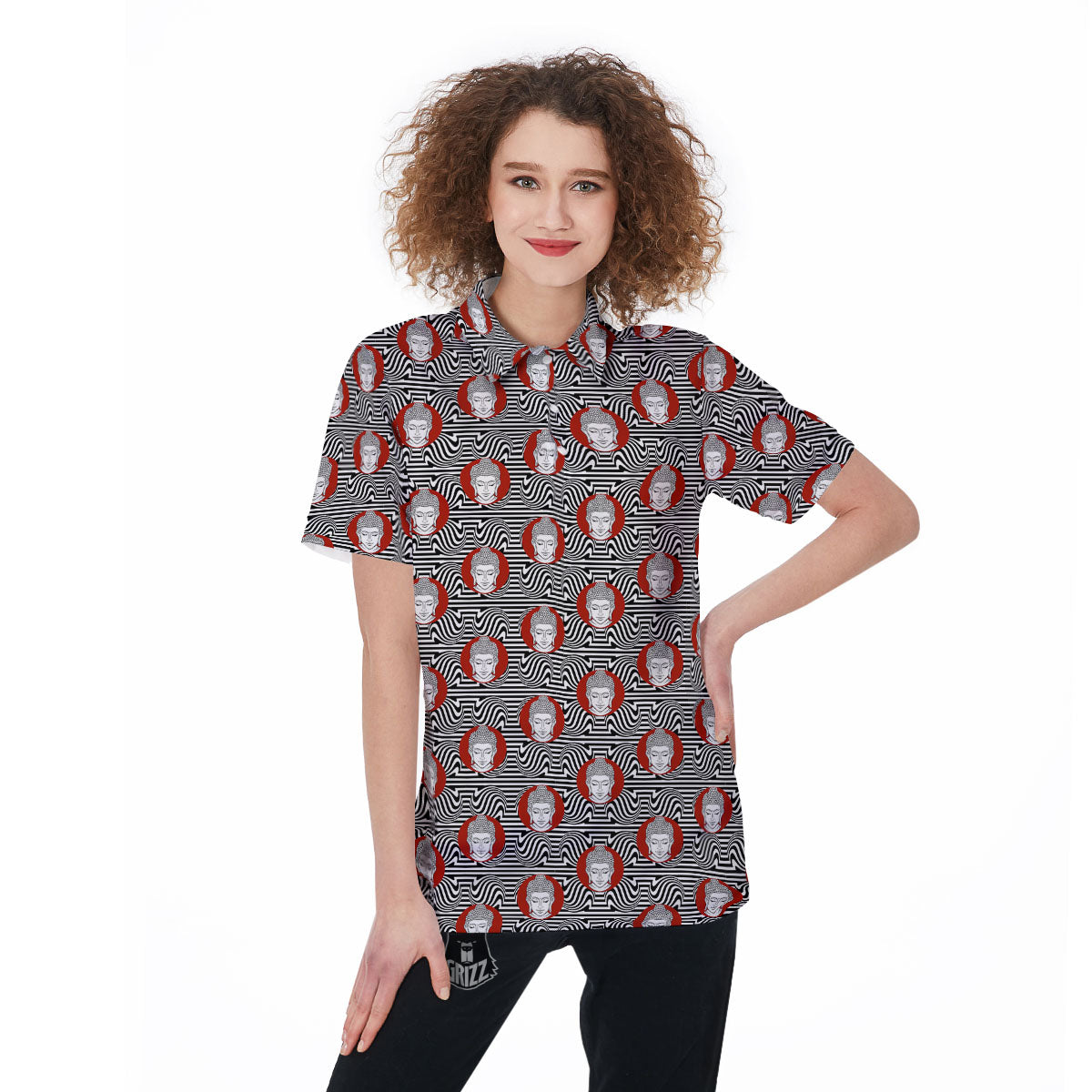 Gautama Buddha Print Pattern Women's Golf Shirts-grizzshop
