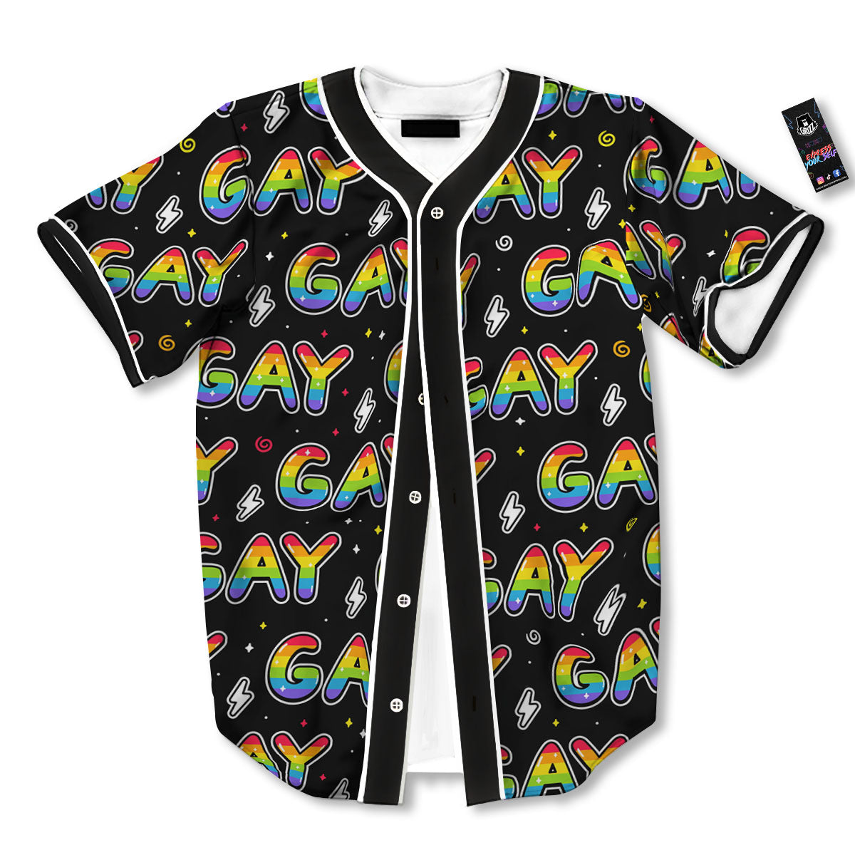 Gay Pride Rainbow Print Pattern Baseball Jersey-grizzshop