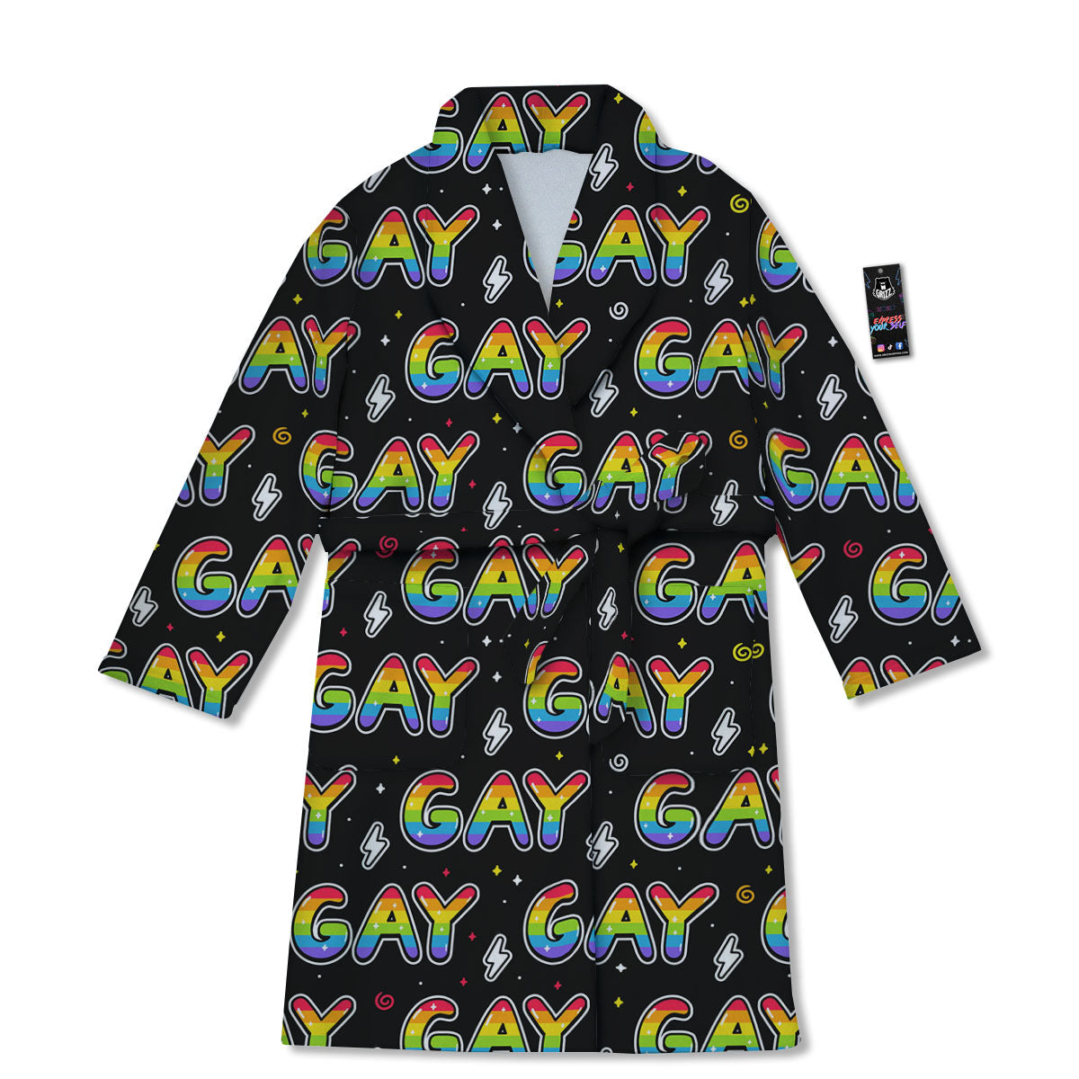 Gay Pride Rainbow Print Pattern Bathrobe-grizzshop