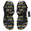 Gay Pride Rainbow Print Pattern Black Open Toe Sandals-grizzshop