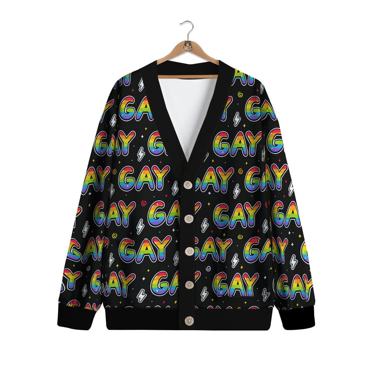 Gay Pride Rainbow Print Pattern Cardigan-grizzshop