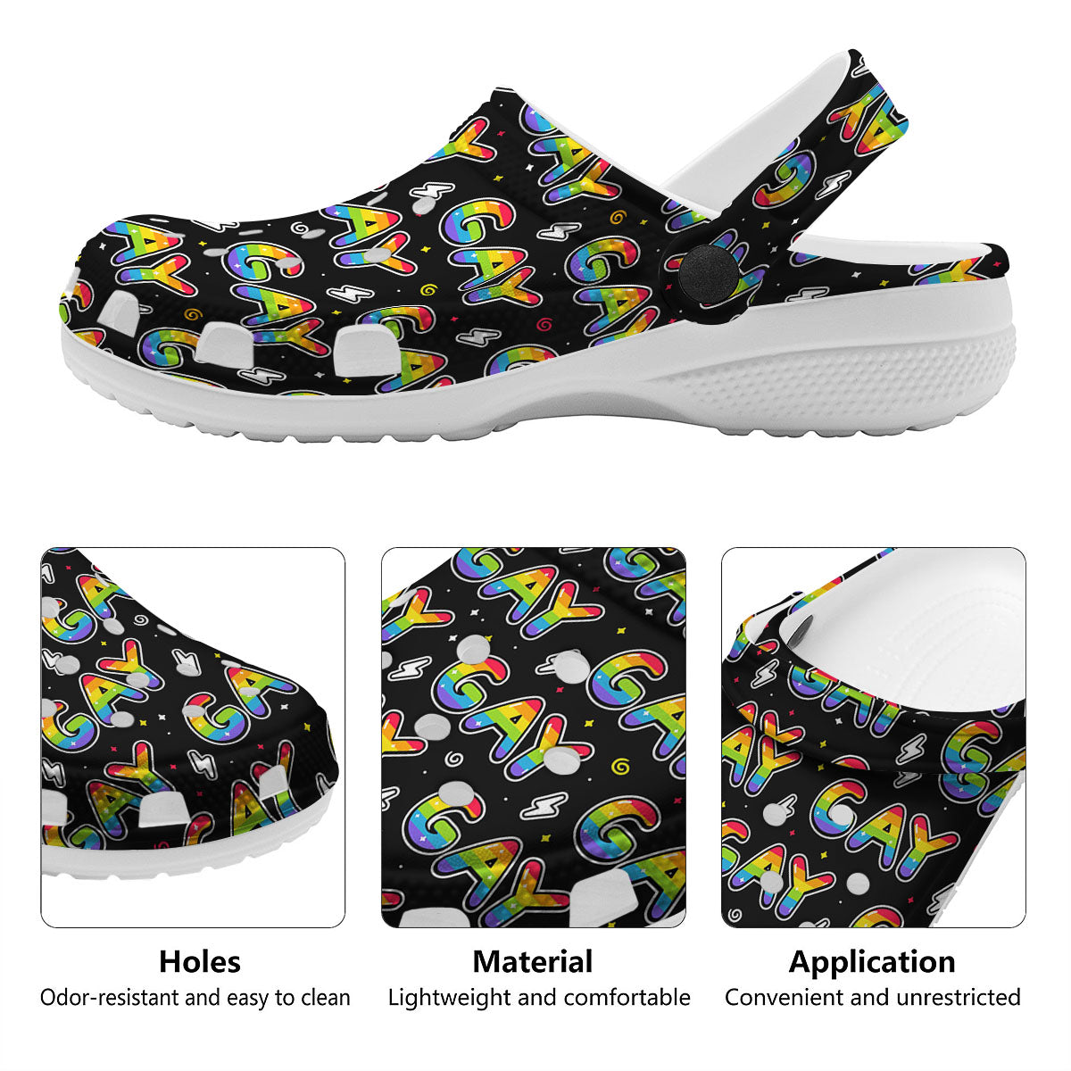 Gay Pride Rainbow Print Pattern Clog-grizzshop