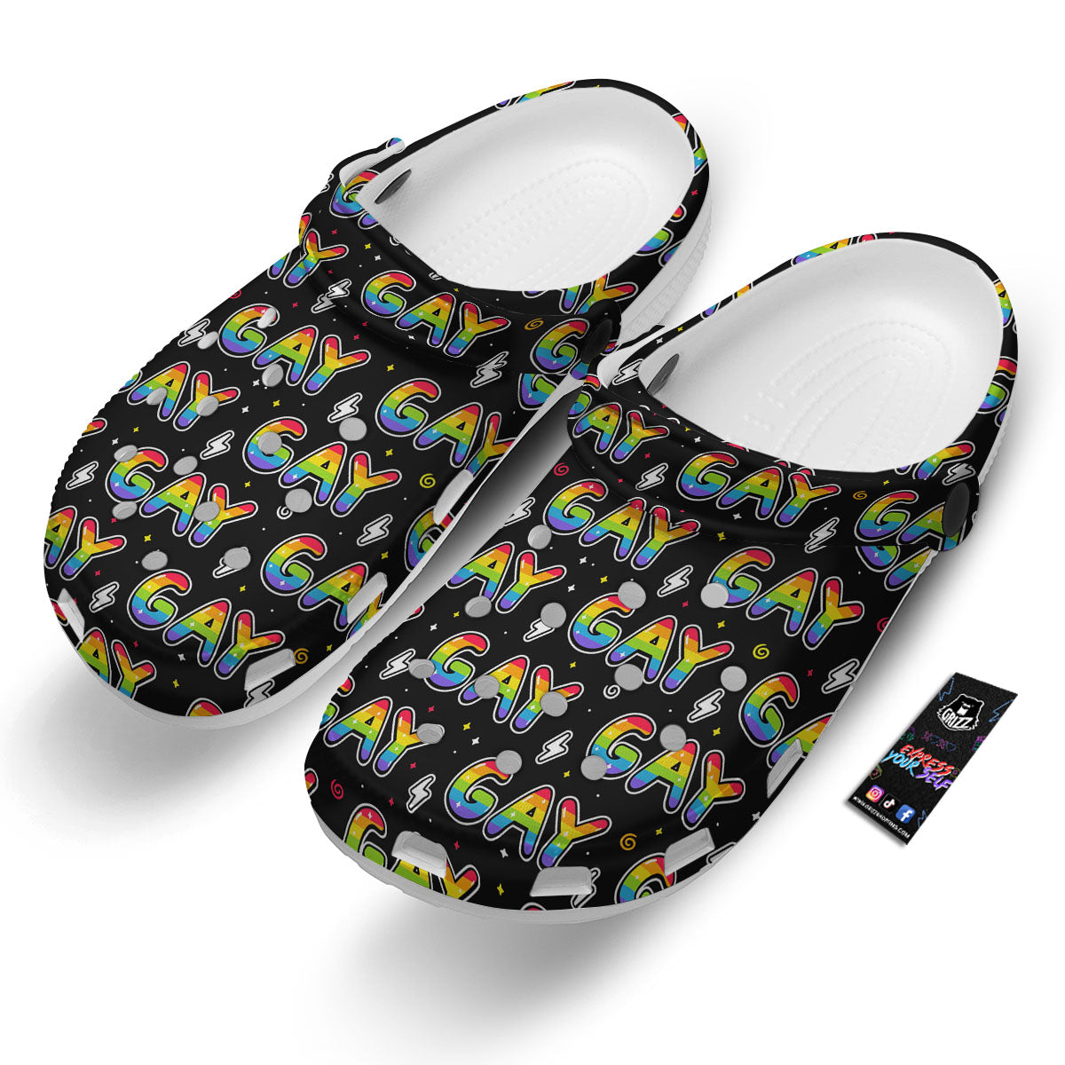 Gay Pride Rainbow Print Pattern Clog-grizzshop