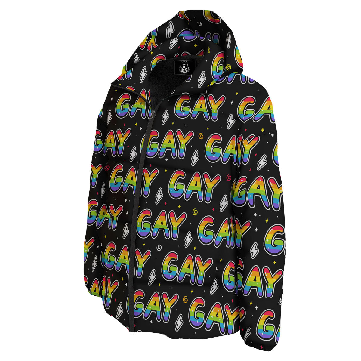 Gay Pride Rainbow Print Pattern Down Jacket-grizzshop