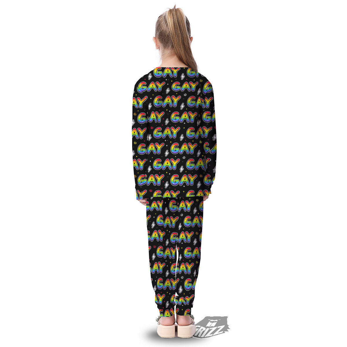 Gay Pride Rainbow Print Pattern Kid's Pajamas-grizzshop