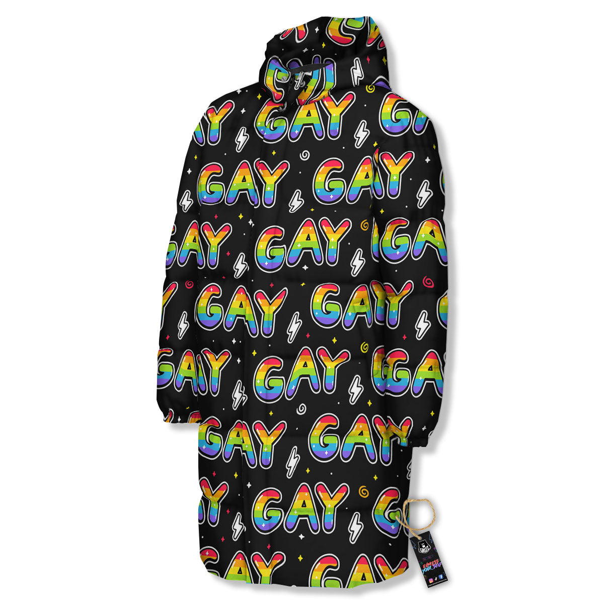 Gay Pride Rainbow Print Pattern Long Down Jacket-grizzshop