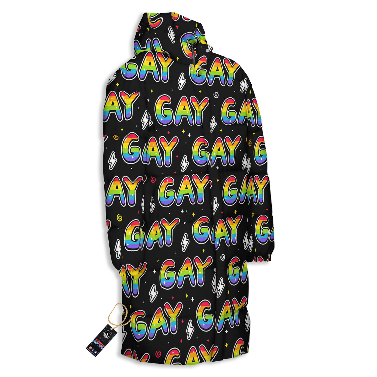 Gay Pride Rainbow Print Pattern Long Down Jacket-grizzshop