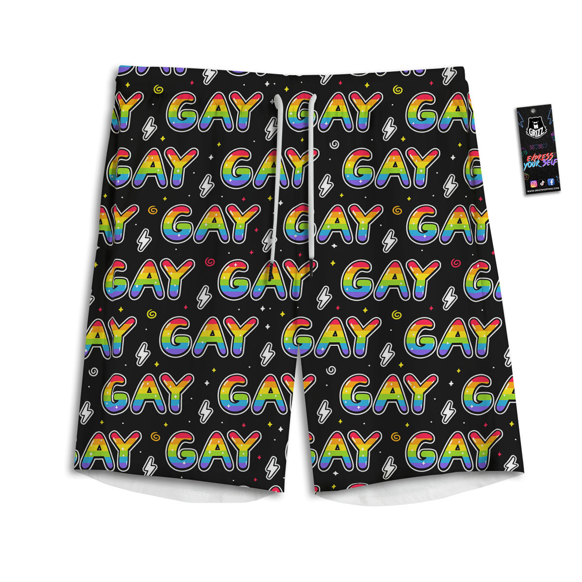 Gay Pride Rainbow Print Pattern Men's Athletic Shorts