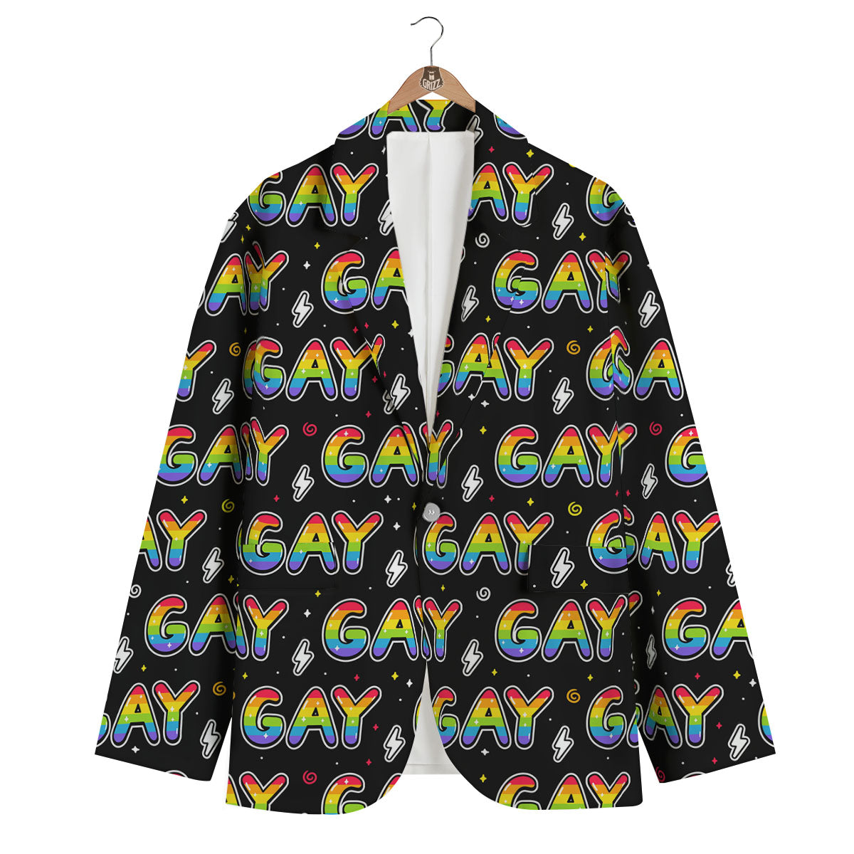 Gay Pride Rainbow Print Pattern Men's Blazer-grizzshop