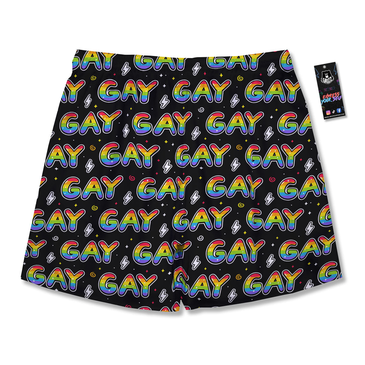 Gay Pride Rainbow Print Pattern Men's Running Shorts-grizzshop