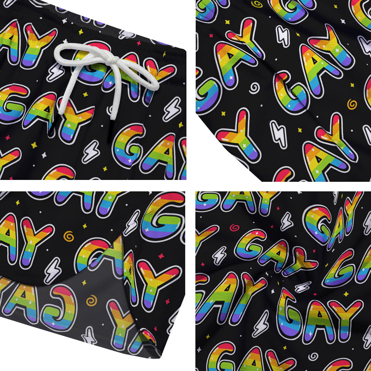 Gay Pride Rainbow Print Pattern Men's Running Shorts-grizzshop