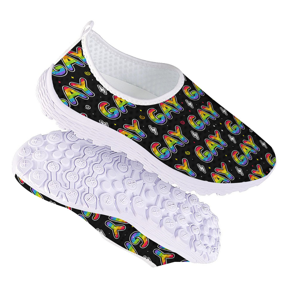 Gay Pride Rainbow Print Pattern Nurse Shoes-grizzshop