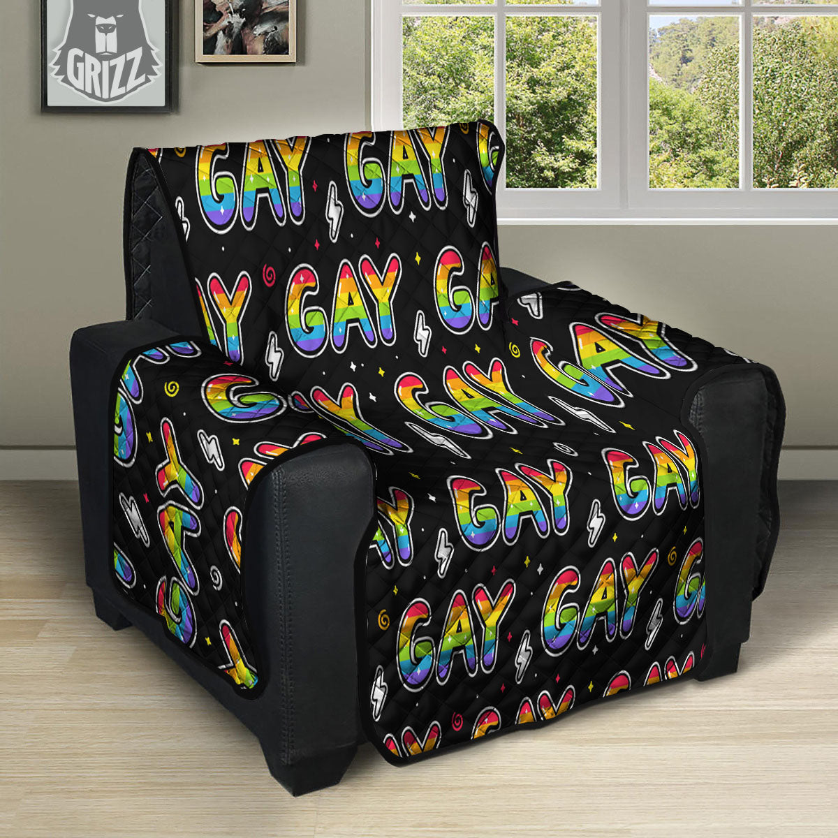 Gay Pride Rainbow Print Pattern Recliner Protector-grizzshop