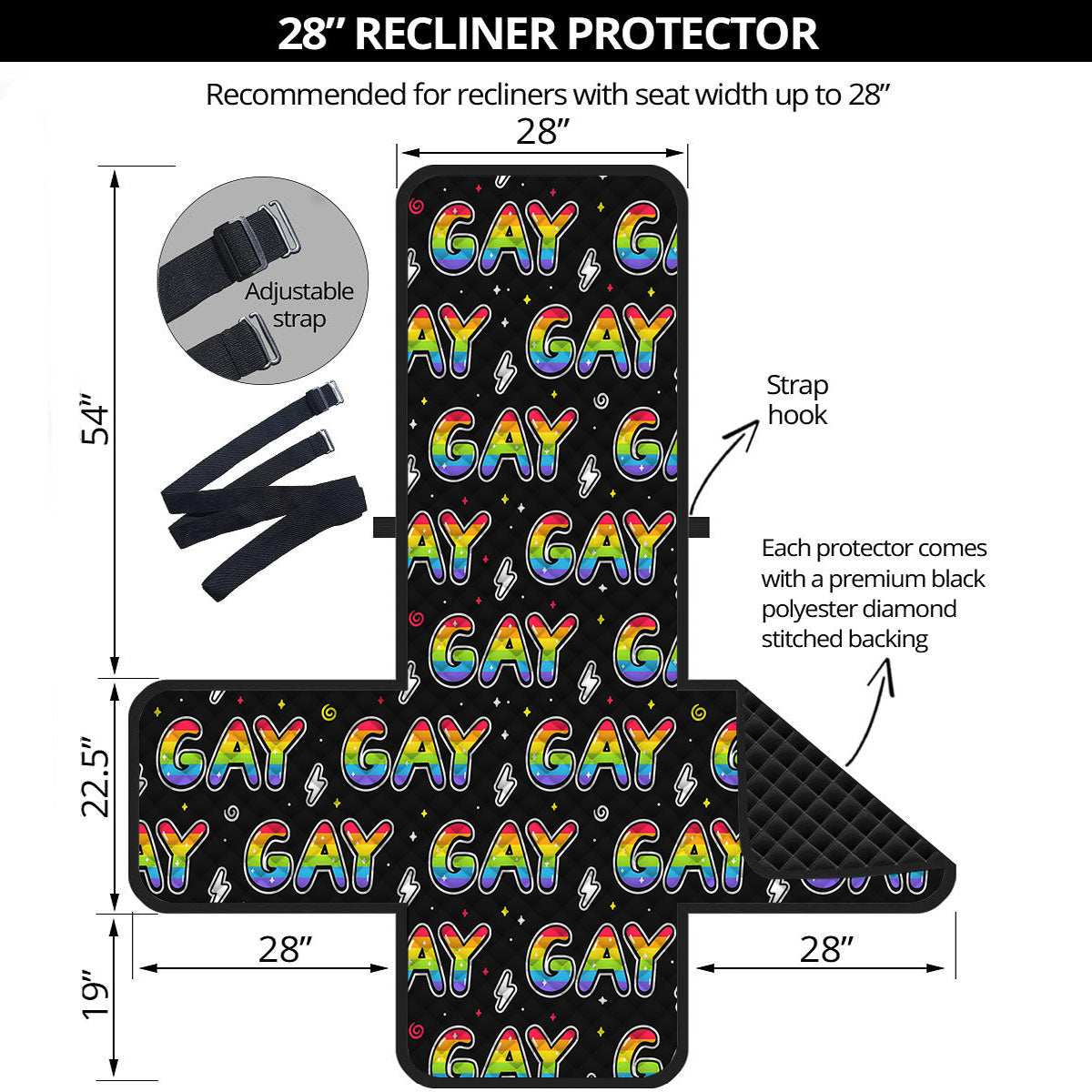 Gay Pride Rainbow Print Pattern Recliner Protector-grizzshop