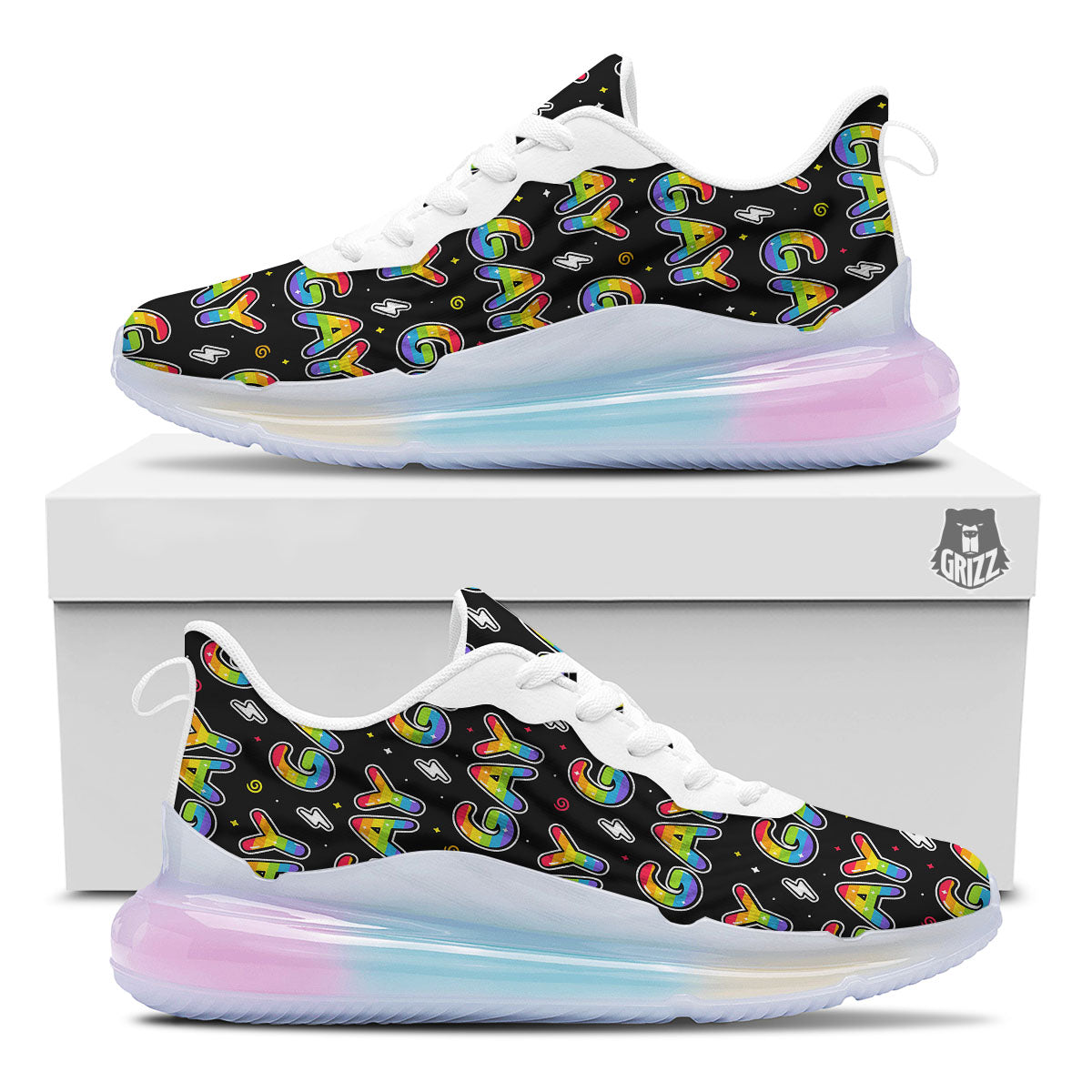 Gay Pride Rainbow Print Pattern Running Sneakers-grizzshop