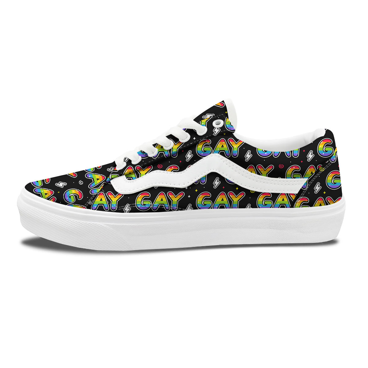 Gay Pride Rainbow Print Pattern Skate Shoes-grizzshop