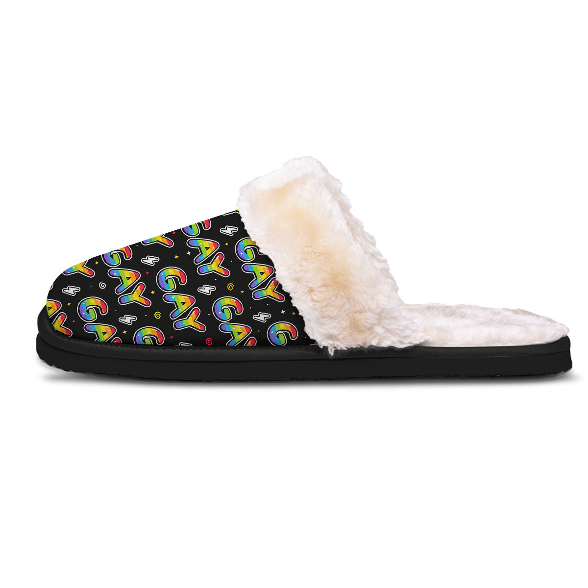 Gay Pride Rainbow Print Pattern Slippers-grizzshop