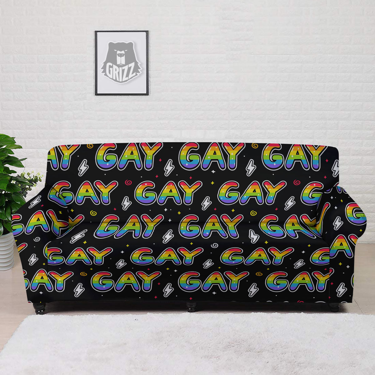 Gay Pride Rainbow Print Pattern Sofa Cover-grizzshop