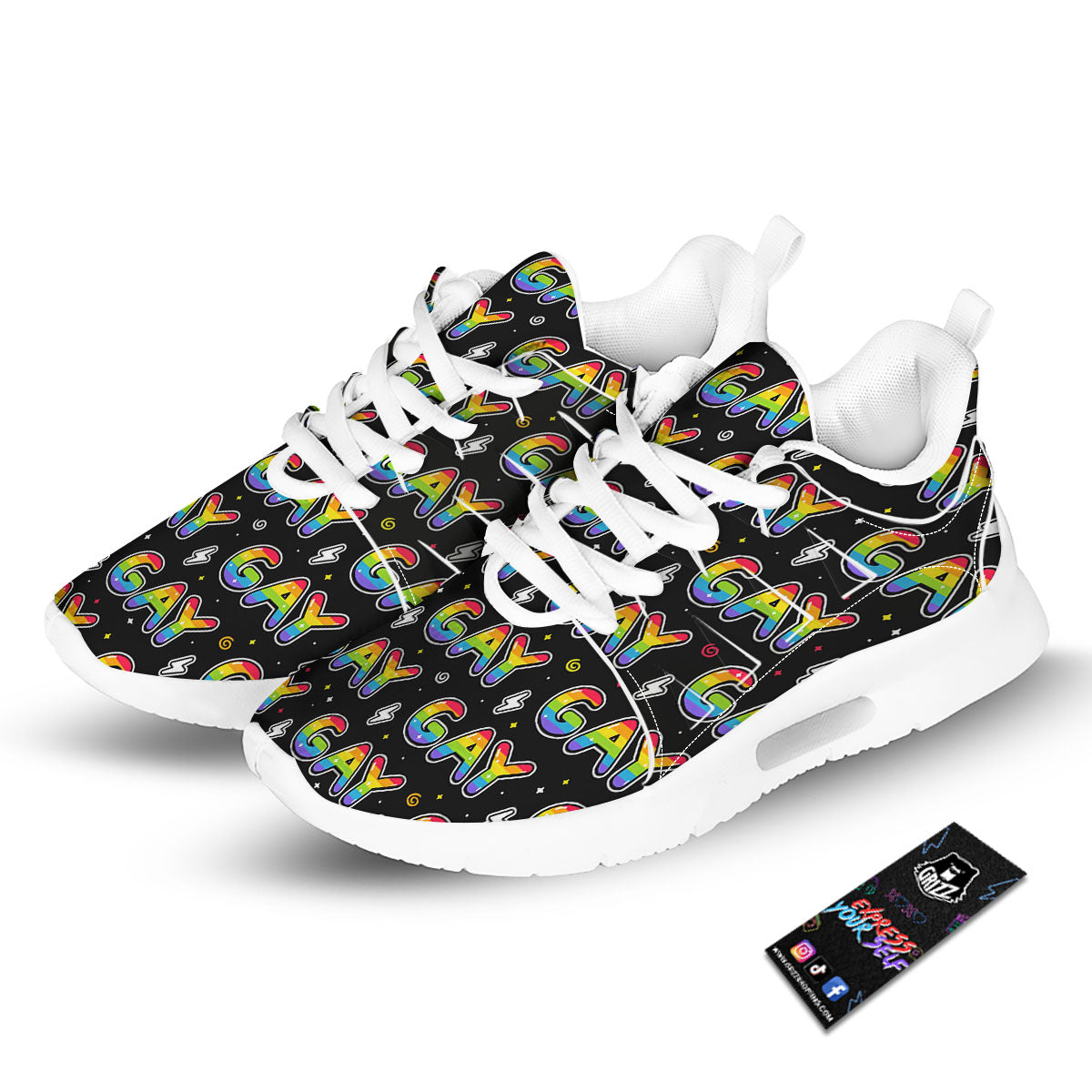 Gay Pride Rainbow Print Pattern Tennis Shoes-grizzshop