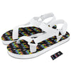 Gay Pride Rainbow Print Pattern White Open Toe Sandals-grizzshop