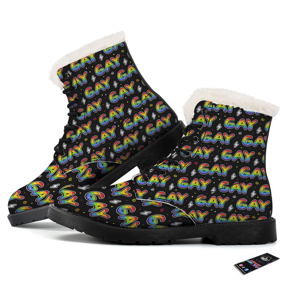 Gay Pride Rainbow Print Pattern Winter Boots-grizzshop