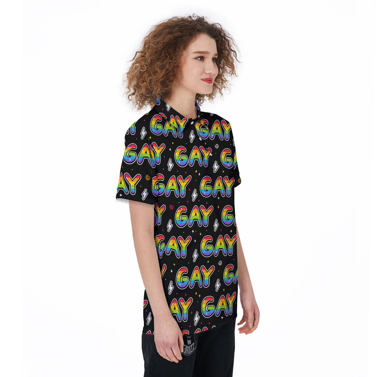 Gay Pride Rainbow Print Pattern Women's Golf Shirts-grizzshop