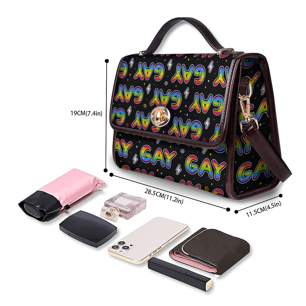 Gay Pride Rainbow Print Pattern Women's Satchel Bag-grizzshop