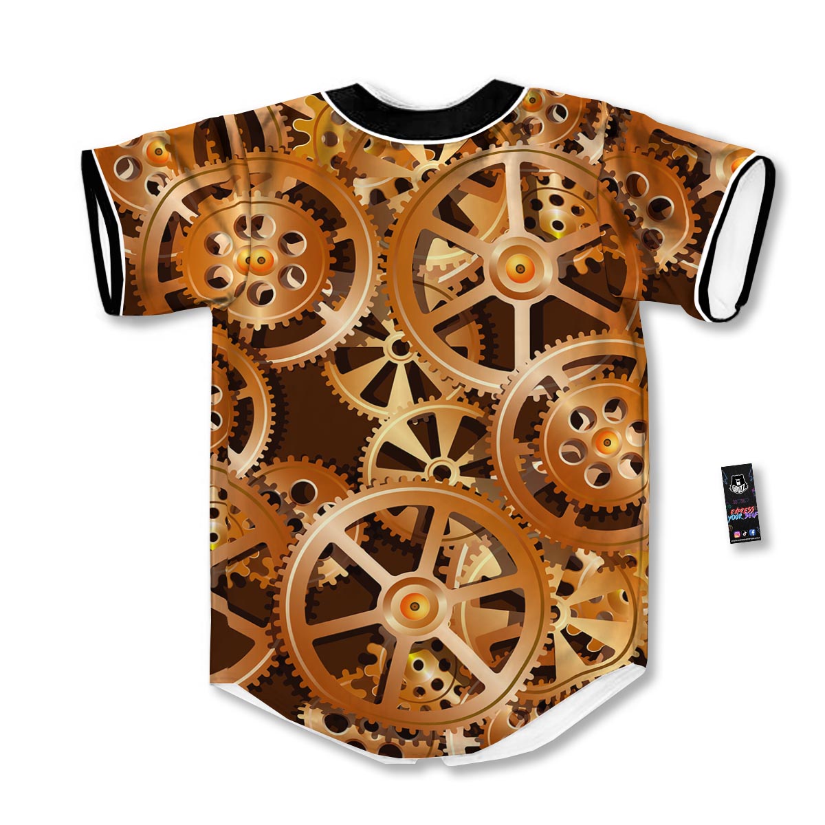 Gears And Steampunk Cogs Print Baseball Jersey-grizzshop