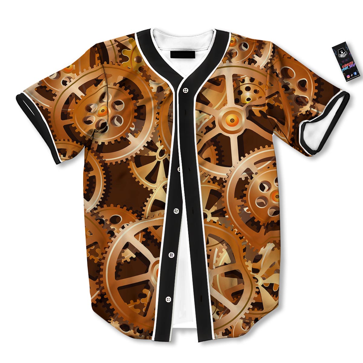 Gears And Steampunk Cogs Print Baseball Jersey-grizzshop