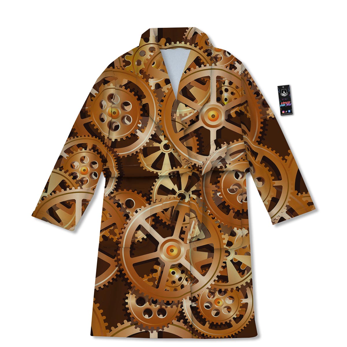 Gears And Steampunk Cogs Print Bathrobe-grizzshop