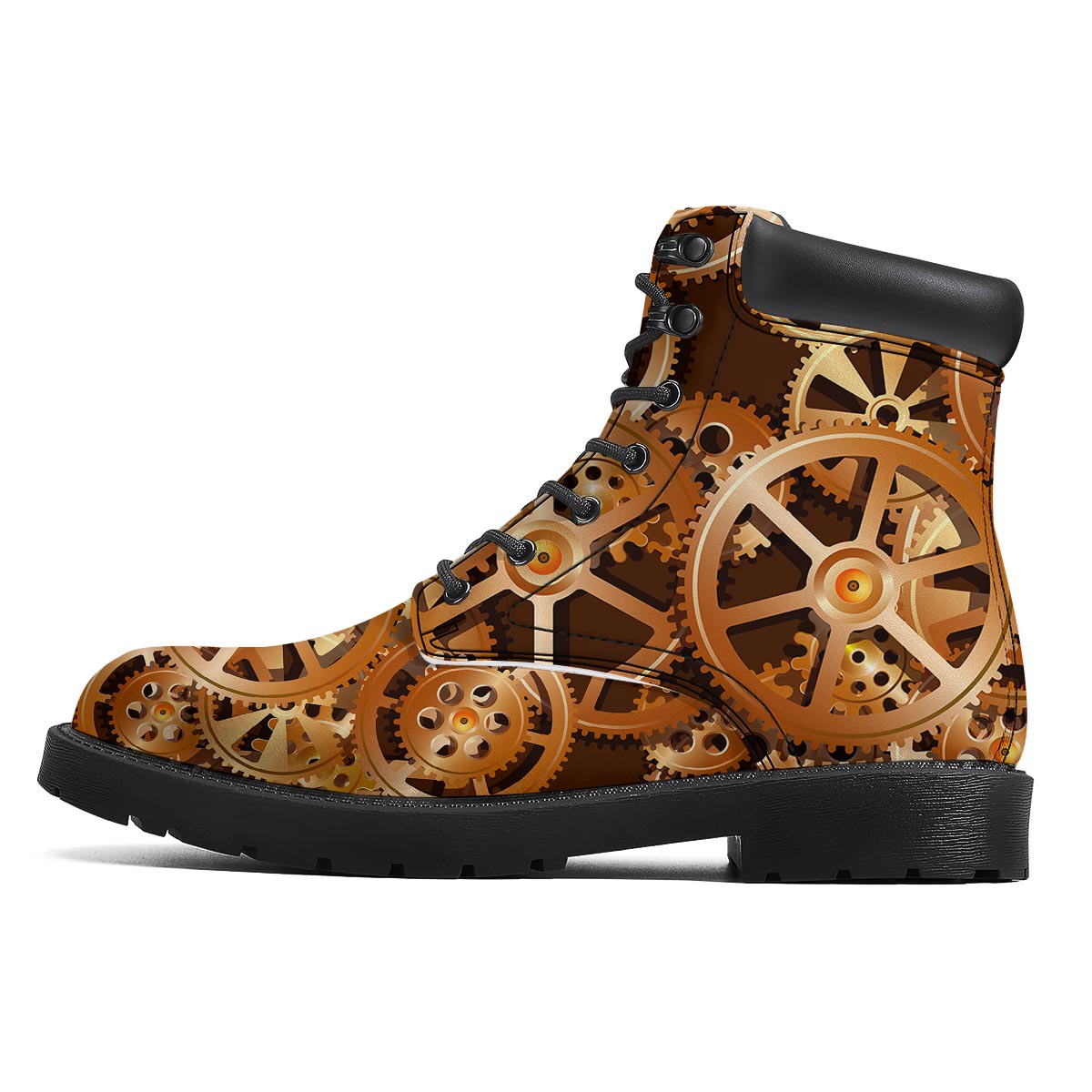 Gears And Steampunk Cogs Print Boots-grizzshop