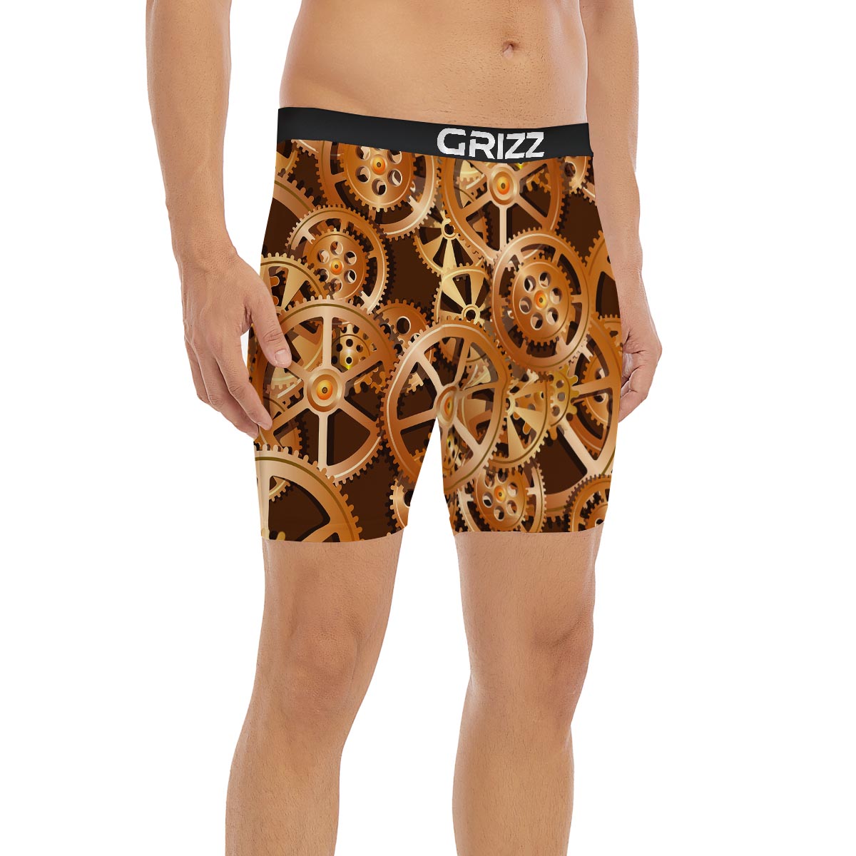 Gears And Steampunk Cogs Print Boxer Briefs-grizzshop
