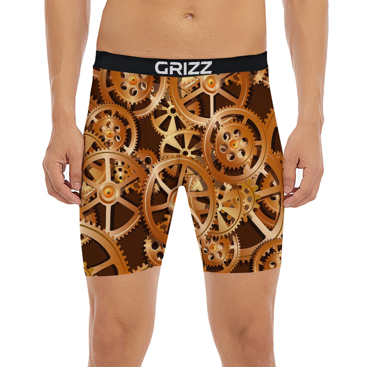Gears And Steampunk Cogs Print Boxer Briefs-grizzshop