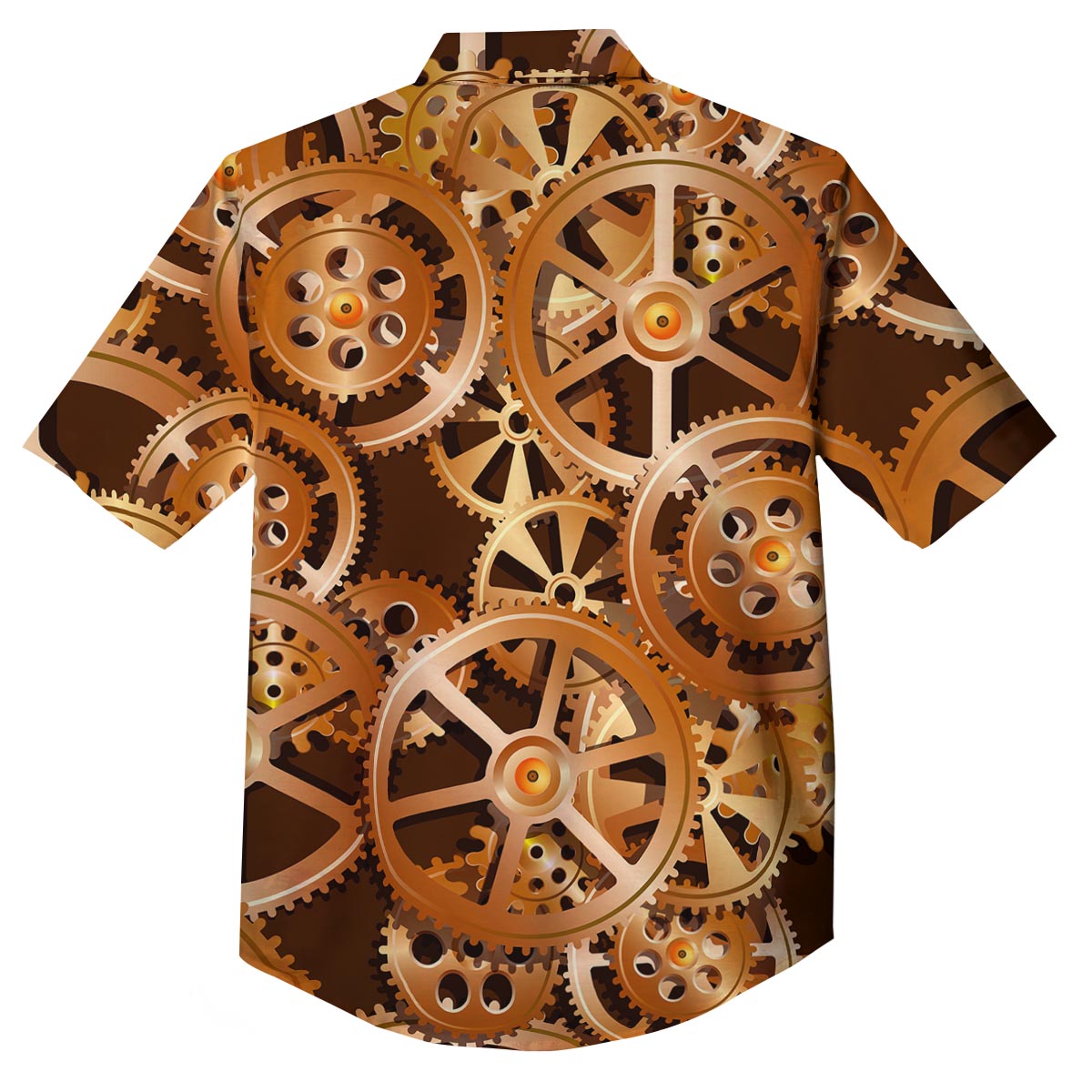 Gears And Steampunk Cogs Print Button Up Shirt-grizzshop