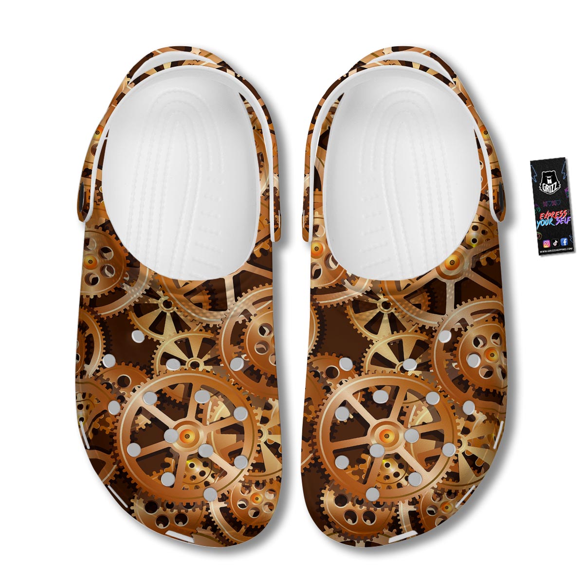 Gears And Steampunk Cogs Print Clog-grizzshop